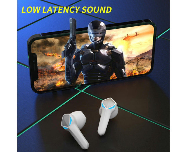 Bluetooth 5.2 Touch Control Earphones LED Light HiFi Stereo Wireless Earbuds-White