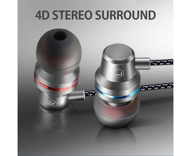 In-Ear Wired Earphone 3.5mm Heavy Bass Stereo Volume Control Headphone with Mic-Black