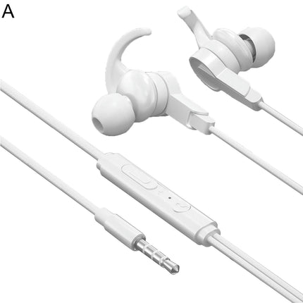 In-ear Stereo Sound Wired Headset 3.5mm/Type-C Music Headphone with Mic for Sports-White