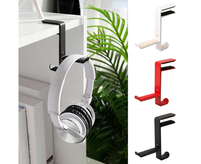 Headset Support Stand Desk Mount Non-slip Headphone Hanging Rack Storage Bracket-Black