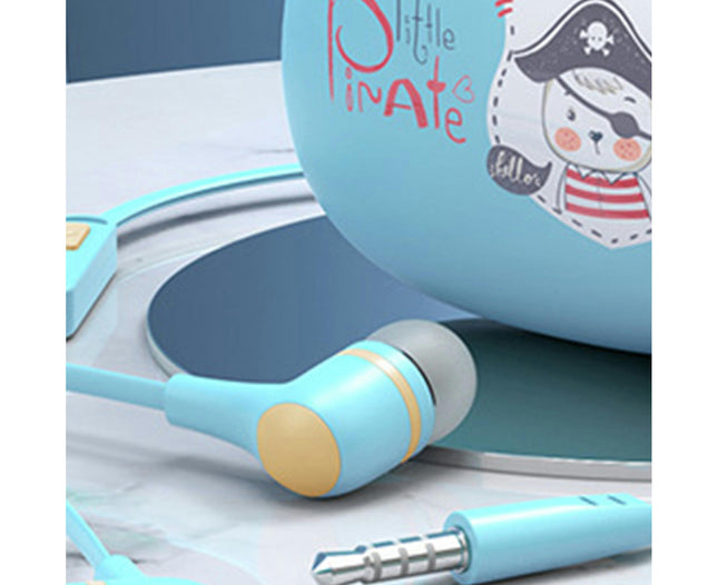 HiFi Stereo 3.5mm Jack Sports Music Earbuds In-ear Wired Earphone with Storage Box-Sky Blue
