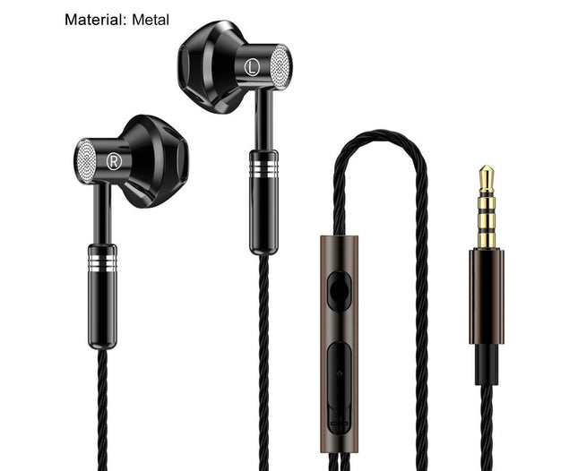 HiFi Sound Half In-ear Music Earbud for Phone Wired Earphone With Microphone-Black