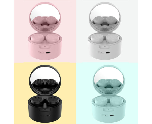 XW-T9 True Wireless Bluetooth Earphone 5.0 Earbuds with Storage Box Makeup Mirror-White