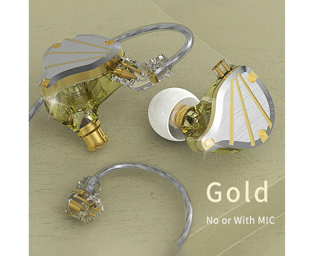 QKZ-TITAN Sensitive Ergonomic Wired Earphone 3.5mm In-ear HD-compatible Call Earphone-Golden