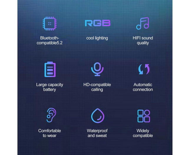 Luminous Noise Reduction Neckband Earphone Wireless Bluetooth 5.1 Gaming Headset for Sport-Silver