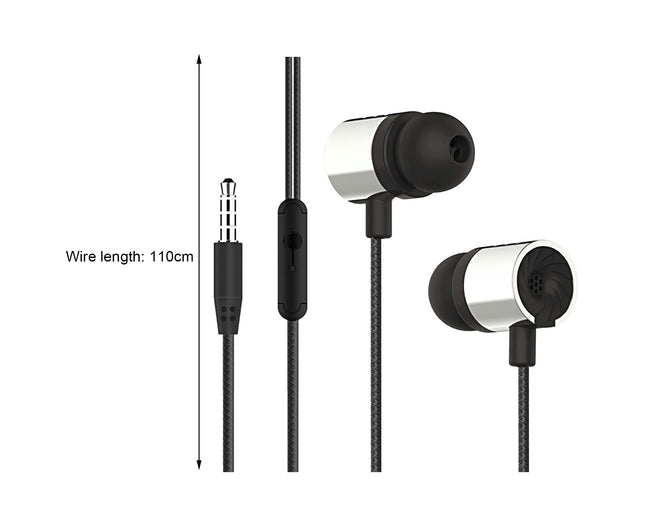 3.5mm In-ear Wired Earbud Ergonomic HD-compatible Call Gaming Earphone for Running-Black