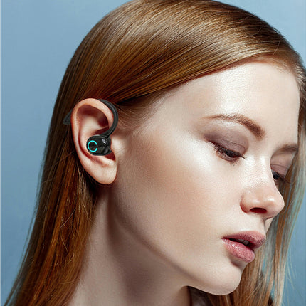 HIFI Stereo Earphone L15 Wireless Monaural Headset Hanging Sports Ear Headphones-Black