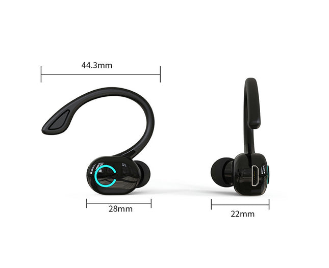 HIFI Stereo Earphone L15 Wireless Monaural Headset Hanging Sports Ear Headphones-Black