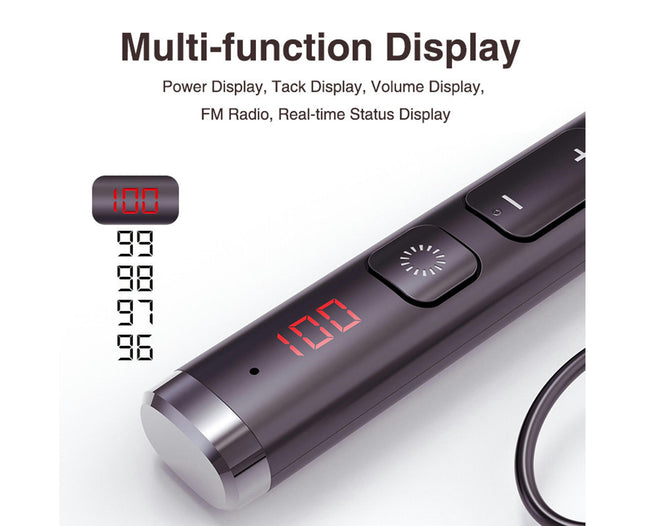 Multifunctional Wireless Earbud Display Screen Bluetooth5.0 Neckband Sports Earbud-Silver