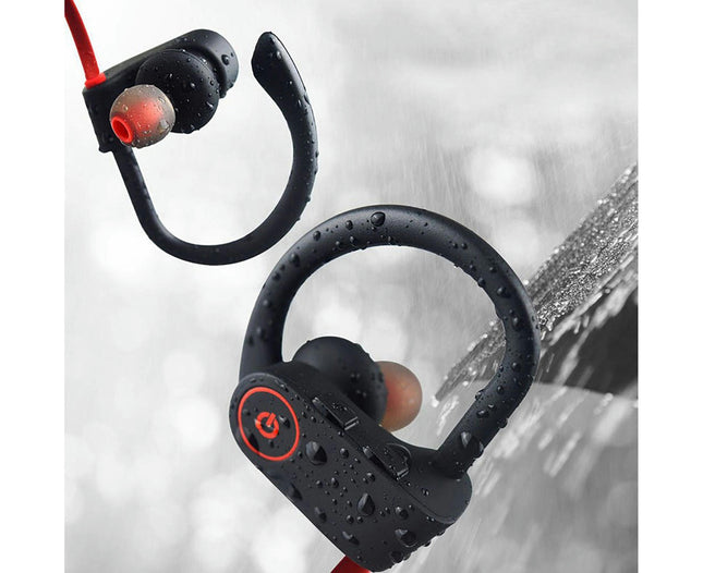 U8 Waterproof Bluetooth-compatible Earphone Built-in Mic Touch Control Sports Earphone-Red