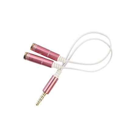 TRRS 3.5mm Jack Headphone Splitter 4-Pole Male to Dual Female Headset Adapter-Rose Gold
