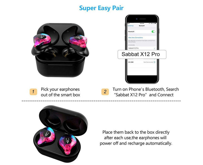 3D Stereo Waterproof Earphone X12 Pro Bluetooth-compatible 5.0 Wireless Sports Earbuds-Black