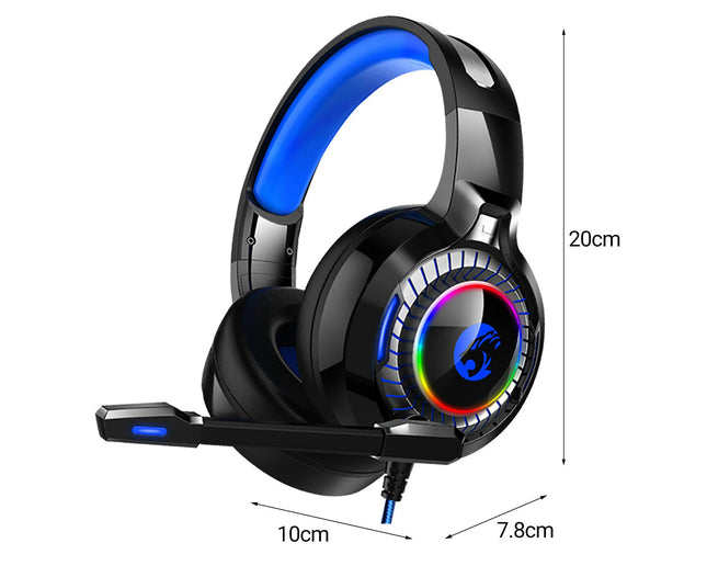 A60 Wired Headphone HiFi Noise Reduction RGB 3.5mm Headphone with Mircophone for Computer-Black