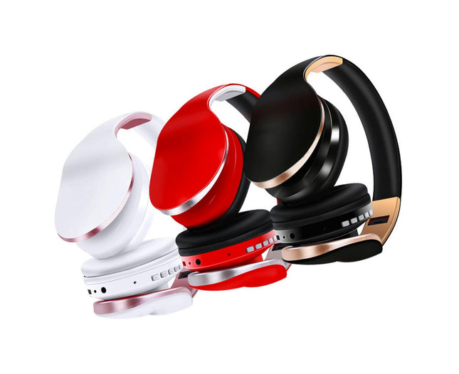 5.0 Heavy Bass Headphone Wireless Bluetooth-compatible HiFi Stereo Sport Headset with Mic-Red