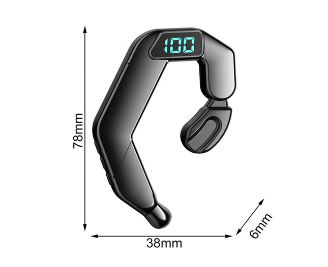 LED Digital Display V19 Wireless Earphone Bluetooth 5.1 Ear Hook Earbud for Doing Sports-Black