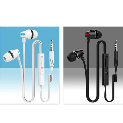 Jv23 Flat Wire In-Ear Earphone 3.5mm Stereo Heavy Bass Stereo Headphone with Mic-White