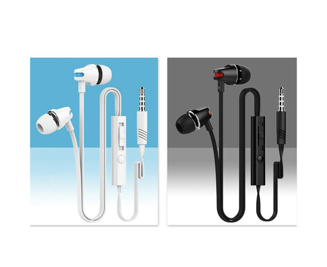 Jv23 Flat Wire In-Ear Earphone 3.5mm Stereo Heavy Bass Stereo Headphone with Mic-White