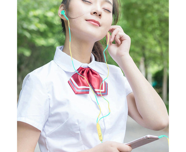 HiFi Sound 3.5mm In-ear Headphone Wired Earbuds with Microphone Phone Accessory-Pink Blue