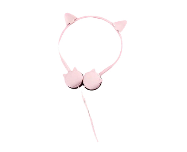 3.5mm Wired Headset Cute Cat Ear Shape Headphone with Microphone for Music Phone-Baby Blue
