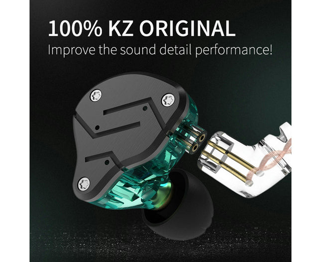 Metal 4 Cores HIFI Bass Earbuds ZSN In-Ear Wired Sport Noise Reduction Earphones-Cyan