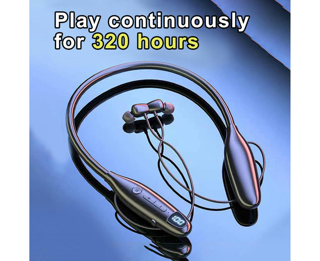 X168 Waterproof Wireless Earphone IPX5 Bluetooth5.0 Foldable Neckband Earbud for Sports-Black