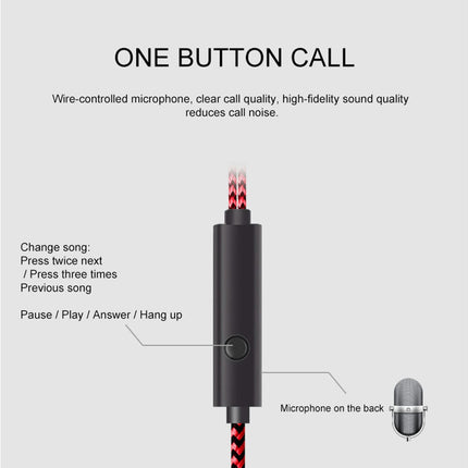 Volume Control Headphones Cracked Print Universal Braided Wire In-ear Earphones-Green
