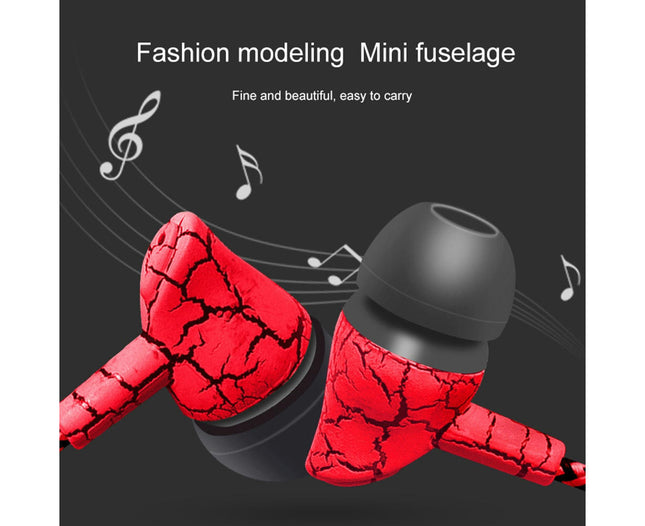 Volume Control Headphones Cracked Print Universal Braided Wire In-ear Earphones-Green