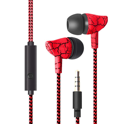 Volume Control Headphones Cracked Print Universal Braided Wire In-ear Earphones-Green