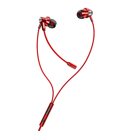In-ear Universal 3.5mm Wired Stereo Music Sport Gaming Earphone with Microphone-Red
