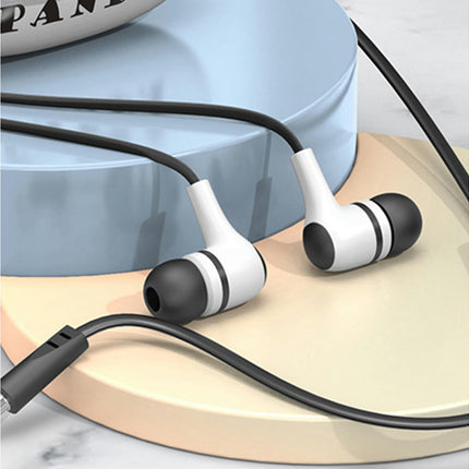 In-ear HiFi Stereo Wired Earphone 3.5mm Jack Sports Earbuds with Storage Box-Black White