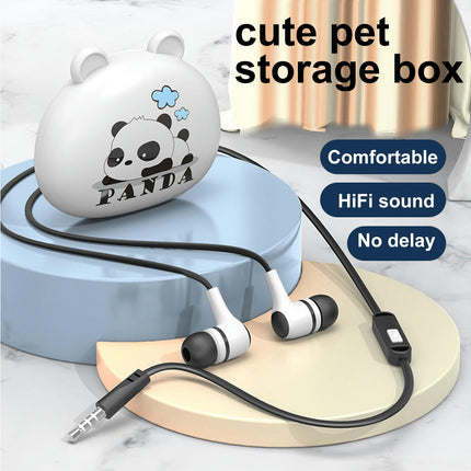 In-ear HiFi Stereo Wired Earphone 3.5mm Jack Sports Earbuds with Storage Box-Black White