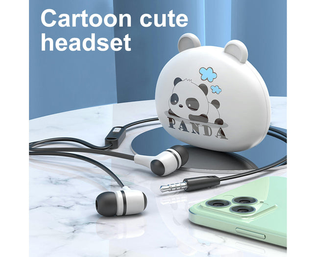 In-ear HiFi Stereo Wired Earphone 3.5mm Jack Sports Earbuds with Storage Box-Black White