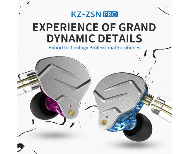 KZ-ZSNpro Ear Hook Headset Double Dynamic 2Pin Plug In-ear Stereo Wired Earphones-Purple