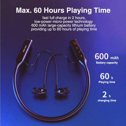 Neckband Wireless Earbud Bluetooth 5.0 Stereo Sports Earbud for Doing Sports-Black