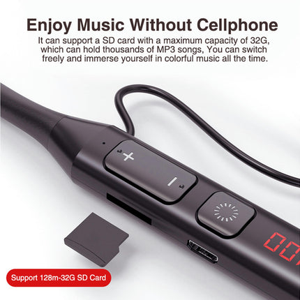 Neckband Wireless Earbud Bluetooth 5.0 Stereo Sports Earbud for Doing Sports-Black