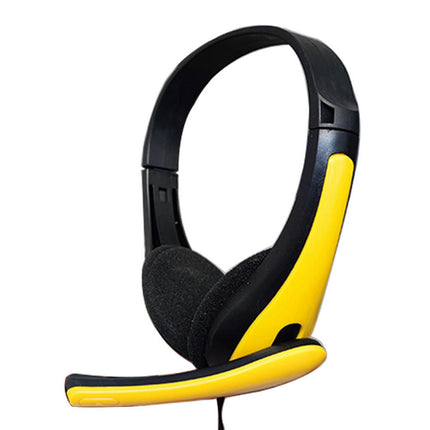 3.5mm Lightweight Wired Headset Stereo Gaming Noise Canceling Headphone with Mic-Yellow