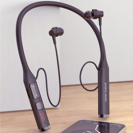 Neckband Wireless Earbud Bluetooth 5.0 Stereo Sports Earbud for Doing Sports-Black