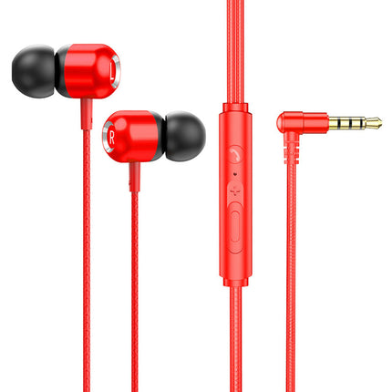 Wired Earphone In-ear 3.5mm Plug Gaming Headset with Microphone for Mobile Phone-Red
