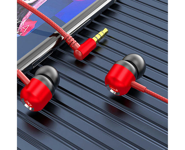 Wired Earphone In-ear 3.5mm Plug Gaming Headset with Microphone for Mobile Phone-Red
