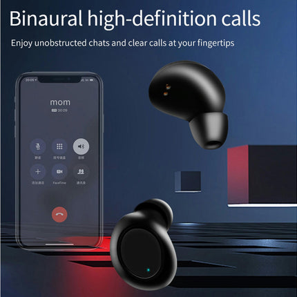 Bluetooth 5.0 Headset with LED Display Noise Reduction Waterproof Charging Box-White