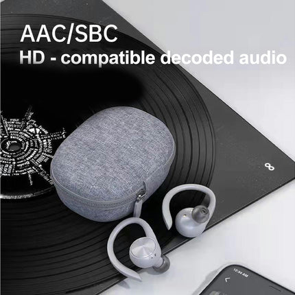 1 Pair Hanging Bluetooth 5.0 Wireless Headset LED Power Display Wireless Earbud -Black