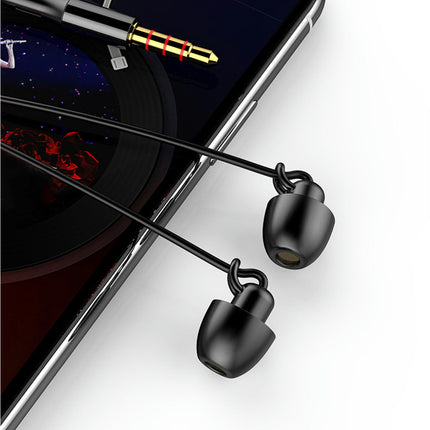 In-ear Anti-noise Sports Running Bass Earplugs S360 Sleeping Wired Earphones-Black
