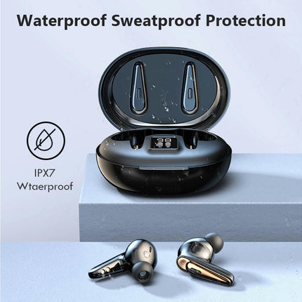 A5 Bluetooth Wireless Stereo Earbuds 5.0 In-ear Sports Waterproof Earphones with Mic-White