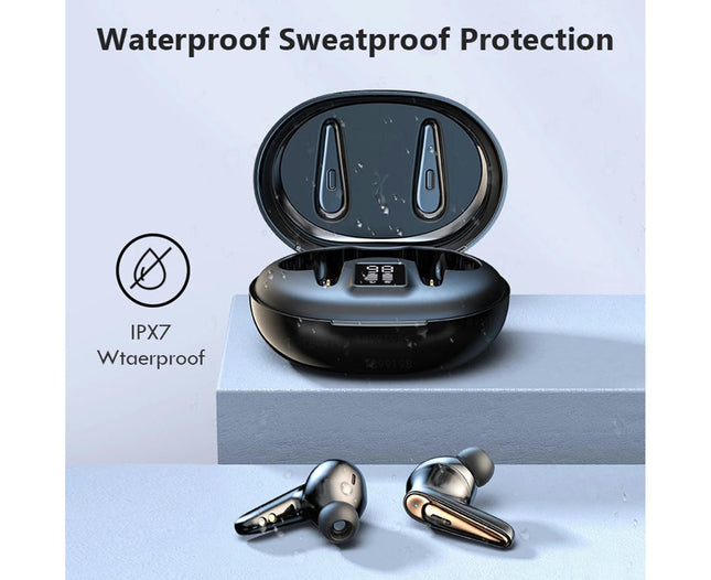 A5 Bluetooth Wireless Stereo Earbuds 5.0 In-ear Sports Waterproof Earphones with Mic-White