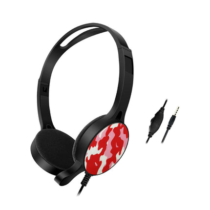 3.5mm Plug Noise Reduction Headphone Universal Foldable Retractable Headphone with Mic-Red