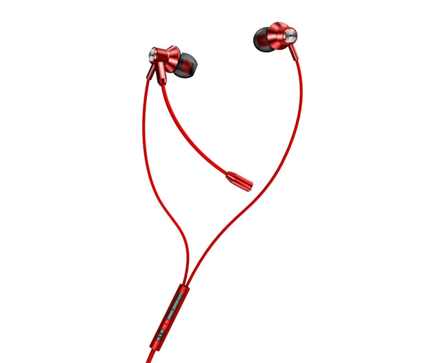 Universal In-ear Wired Stereo 3.5mm Gaming Music Sport Earphone with Microphone-Red