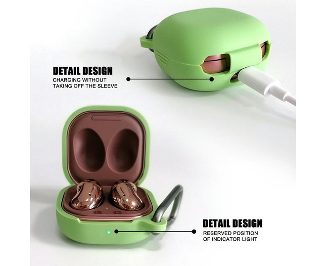 Washable Anti-falling Anti-oil Stain Earphone Case for Samsung Galaxy Buds Live-Lawn Green