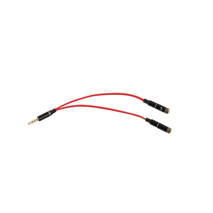 4-Pole Male to Dual Female Headset Adapter 3.5mm Jack TRRS Headphone Splitter-Black + Grey