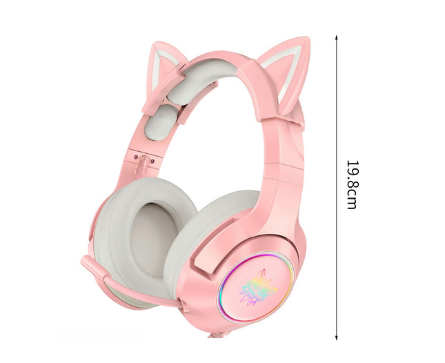 3.5mm/USB Cat Ear Gaming Headset Wired Over Ear Headphone with Microphone  for Computer-2#