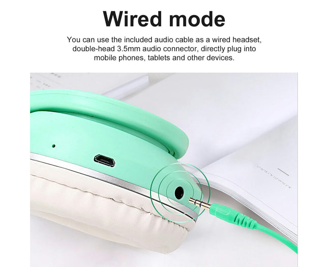 5.0 Foldable Bluetooth Wireless Sport Headphone Noise Reduction Stereo Headset-Blue